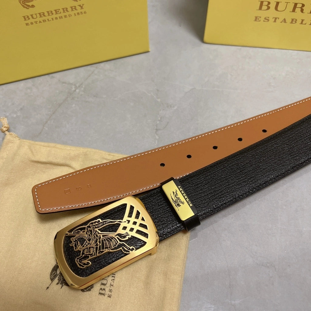 Burberry Premium Leather Belt with Gold Buckle - Hình 7