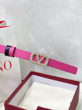 Pink leather belt with crystal buckle