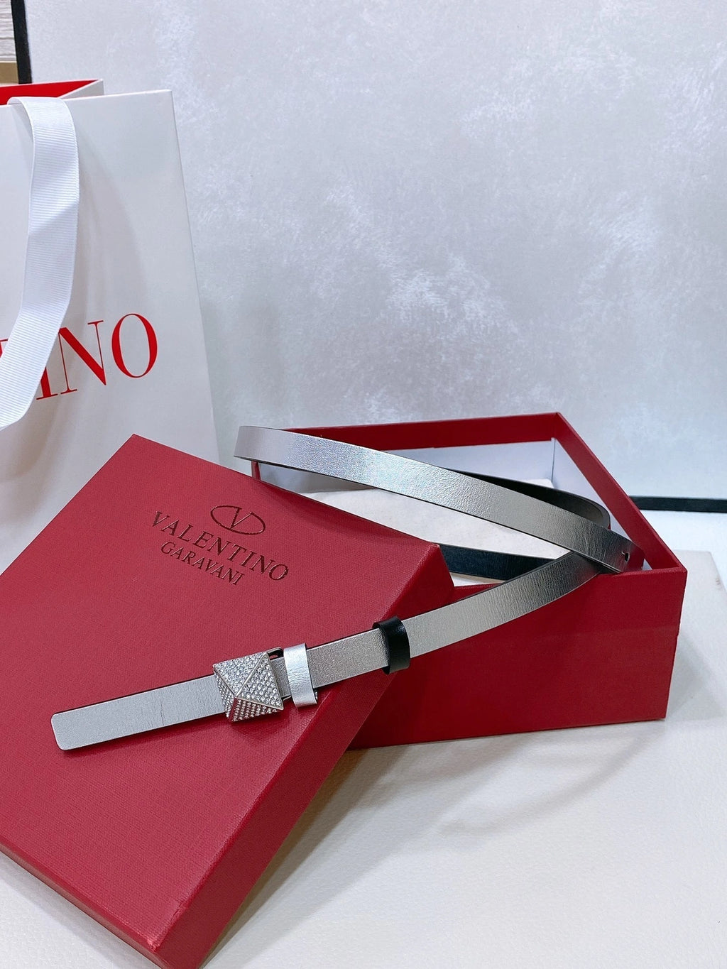 Valentino Silver Rockstud Belt - Hình 2