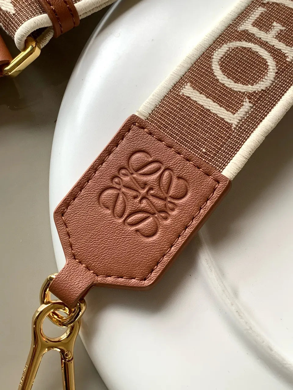 woven Loewe Brown Logo Strap - Hình 8