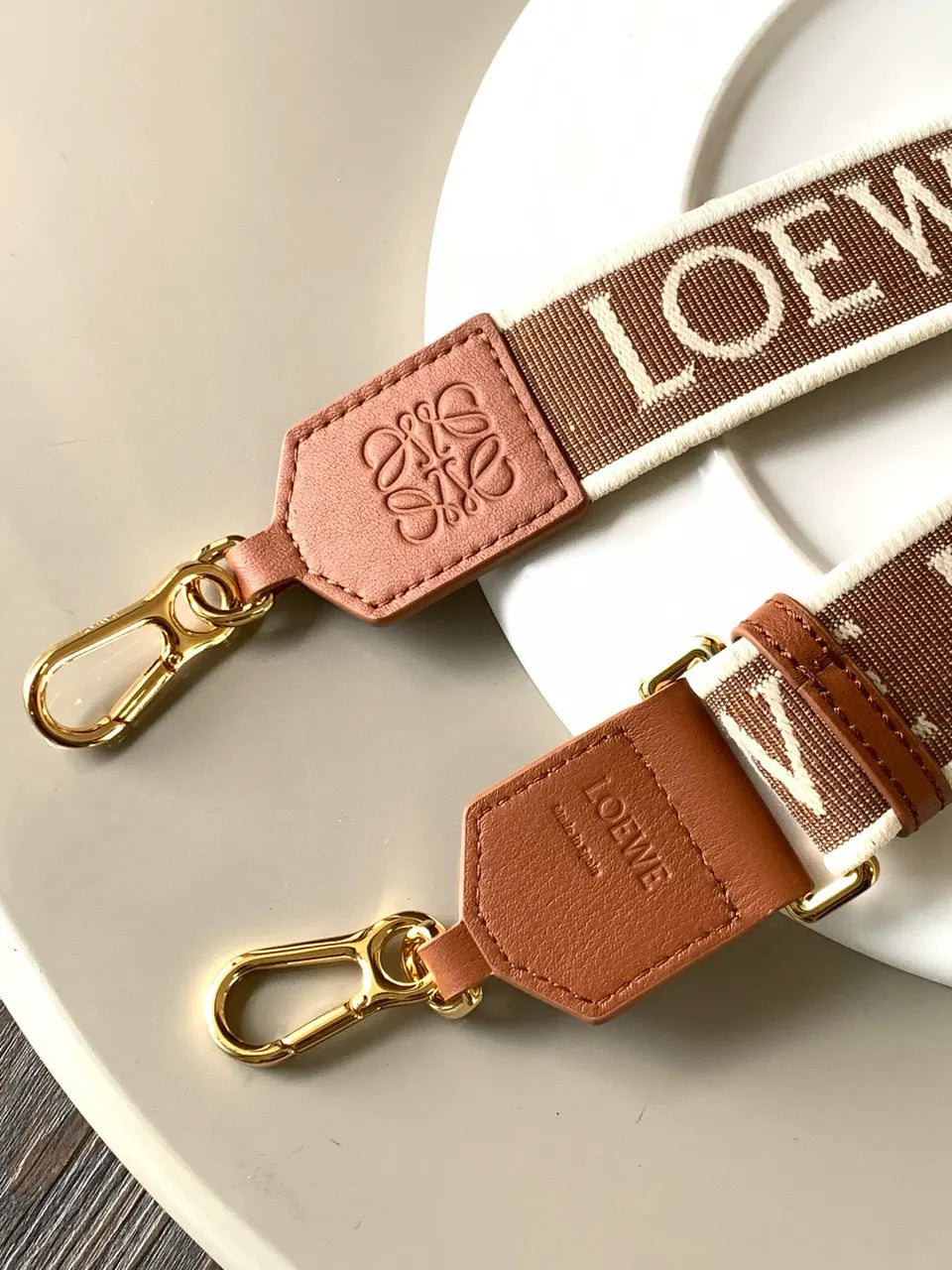 woven Loewe Brown Logo Strap - Hình 5
