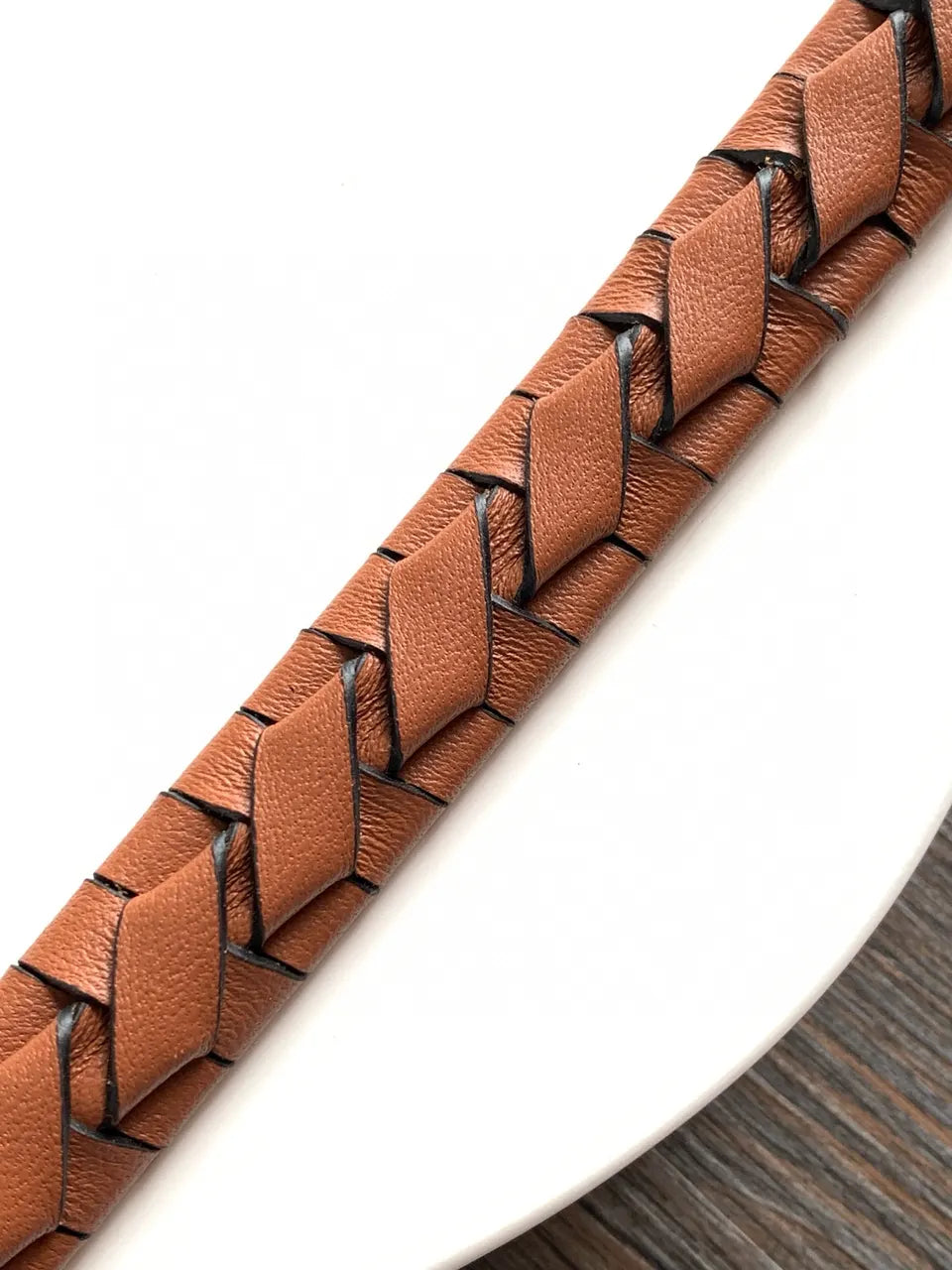 Loewe Braided Tan Leather Bag Strap - Hình 3