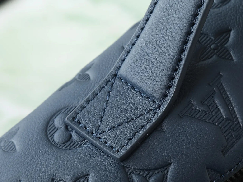 LV Blue Embossed Belt Bag - Hình 8