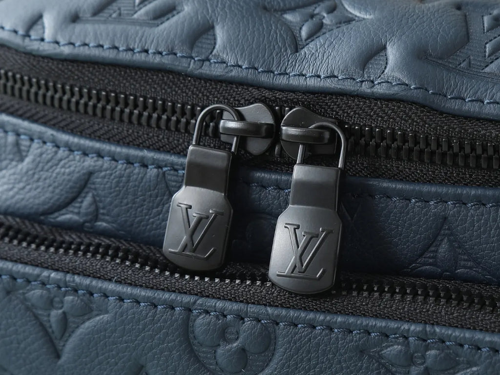 LV Blue Embossed Belt Bag - Hình 9