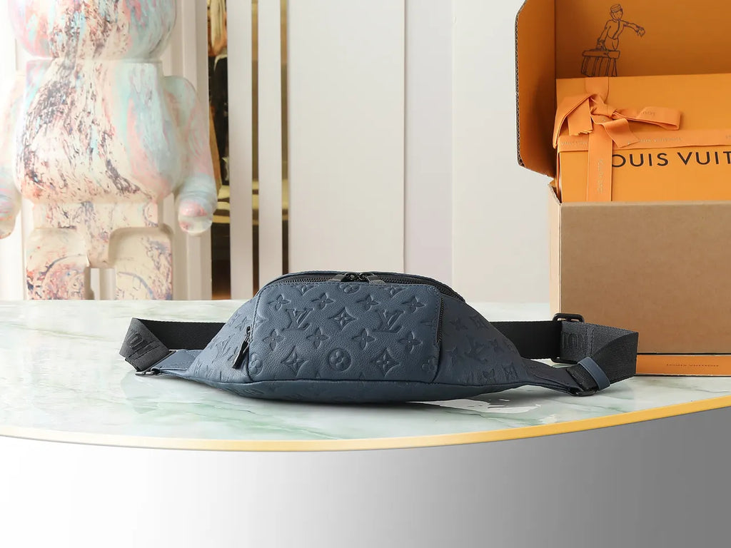 LV Blue Embossed Belt Bag - Hình 6