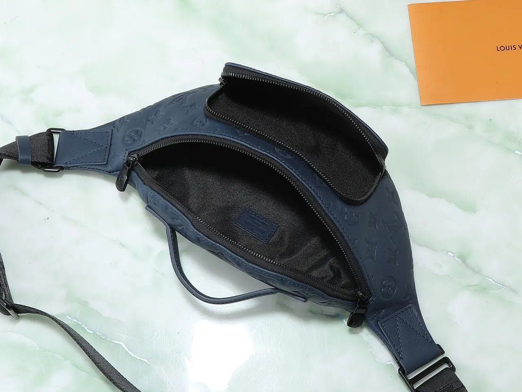 LV Blue Embossed Belt Bag - Hình 10