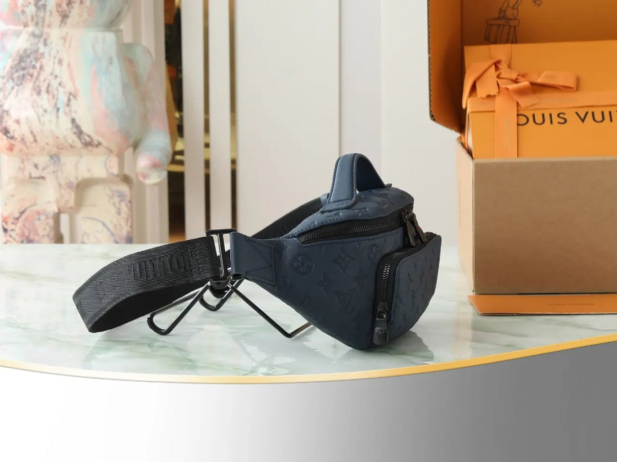 LV Blue Embossed Belt Bag - Hình 5