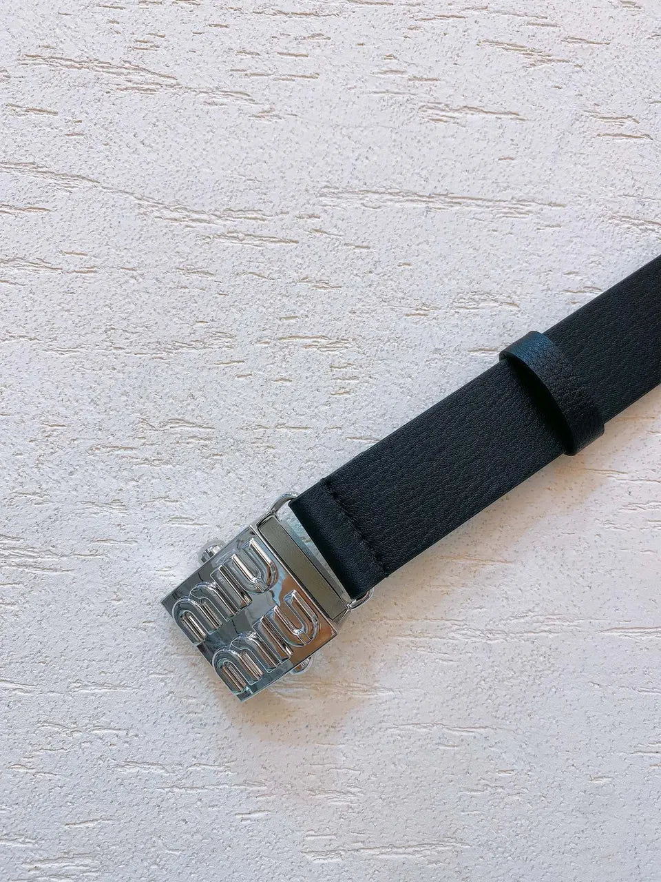 silver buckle Miu Miu Black Leather Belt
