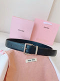 Miu Miu Black Leather Belt silver