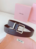 silver Miu Miu Brown Leather Belt