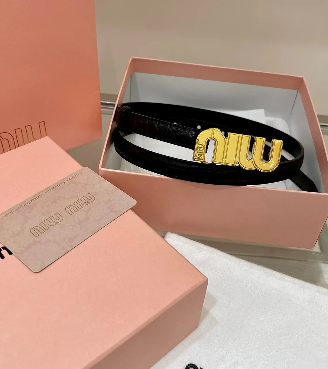 Miu Miu Black Croc Belt - Hình 12