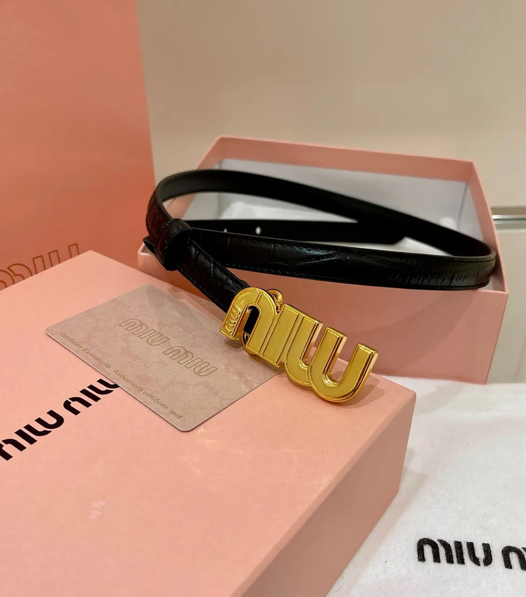 Miu Miu Black Croc Belt - Hình 5