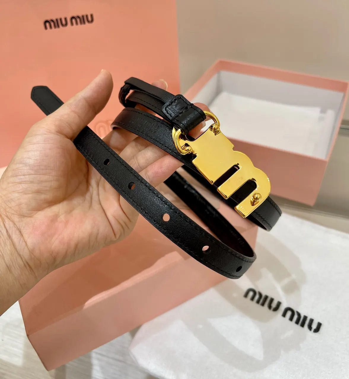 Miu Miu Black Croc Belt - Hình 10
