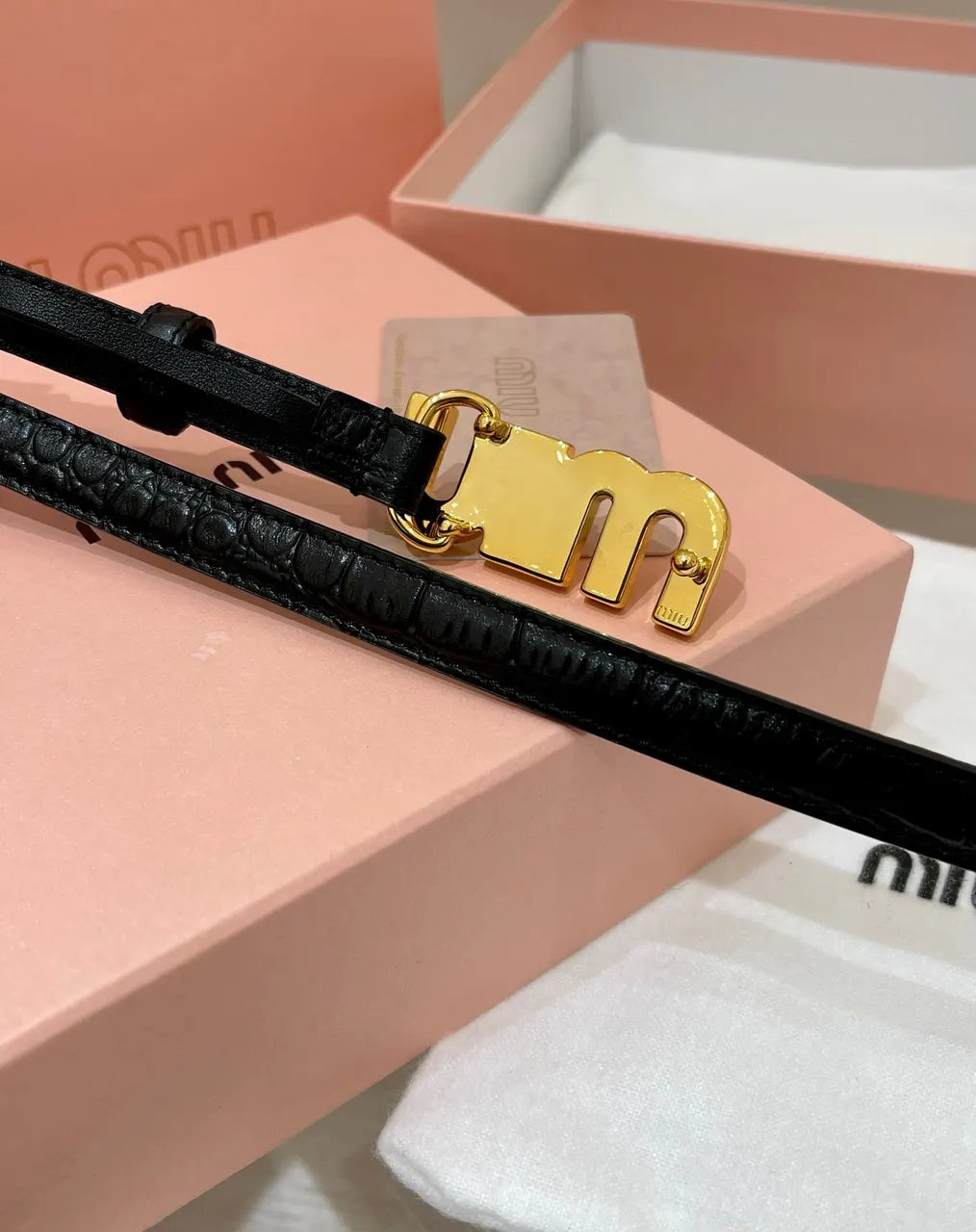 Miu Miu Black Croc Belt - Hình 8
