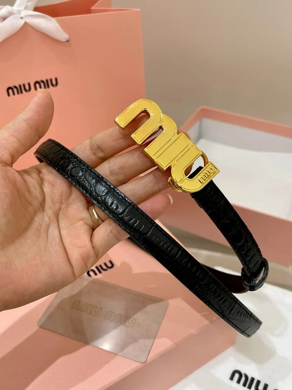 Miu Miu Black Croc Belt - Hình 9