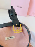 Miu Miu Black Leather Belt gold