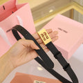 Miu Miu Black Leather Belt gold