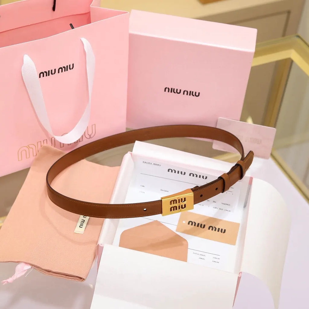 Miu Miu Tan Leather Belt - Hình 4