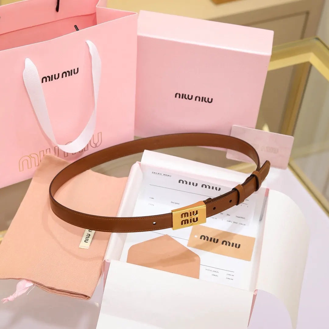 Miu Miu Tan Leather Belt - Hình 4