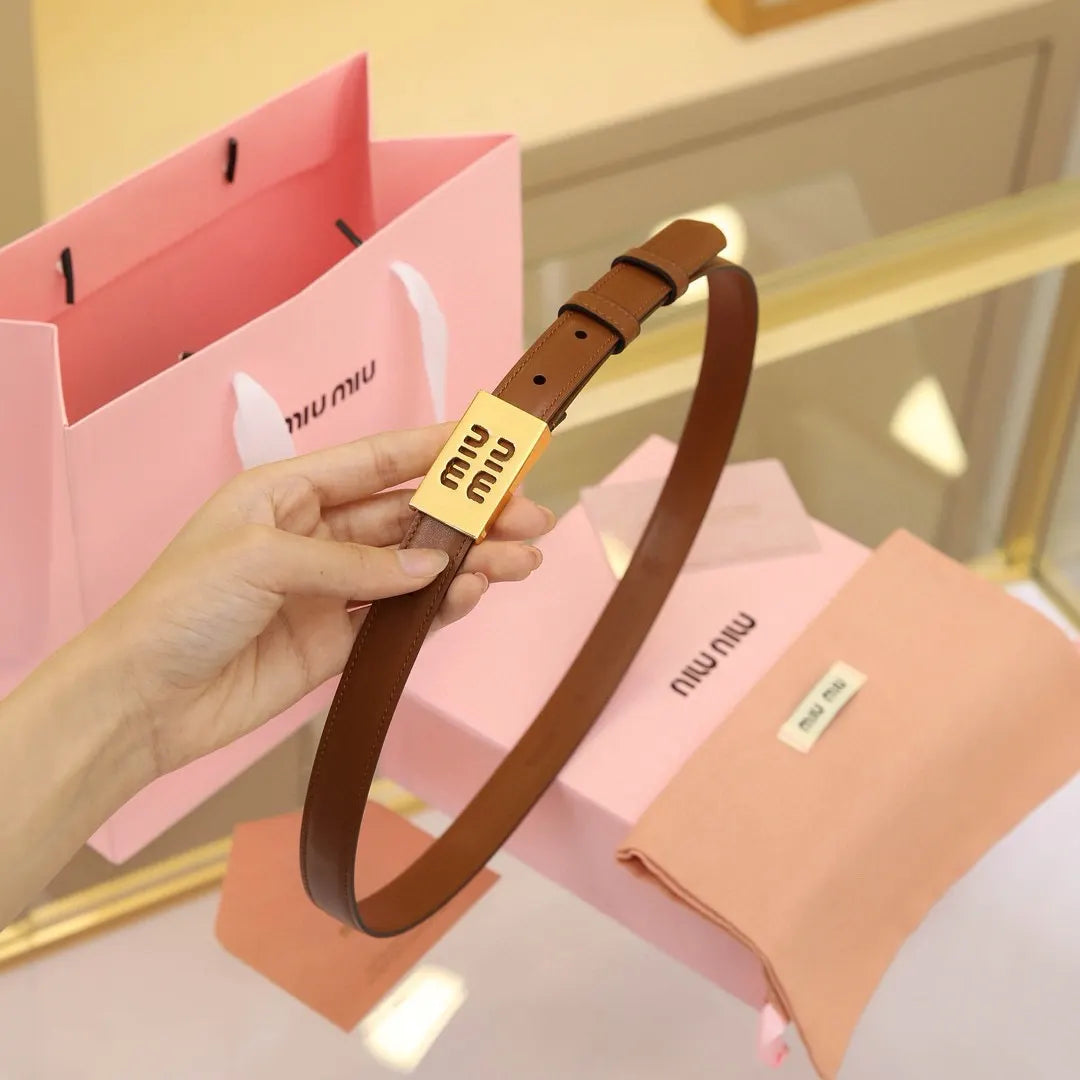 Miu Miu Tan Leather Belt - Hình 3