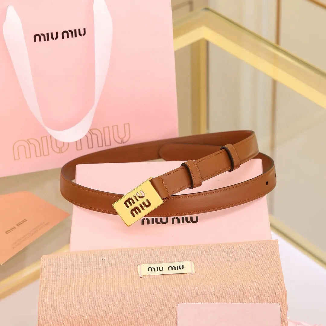 Miu Miu Tan Leather Belt - Hình 2