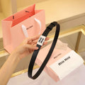 Miu Miu Black Leather Belt silver