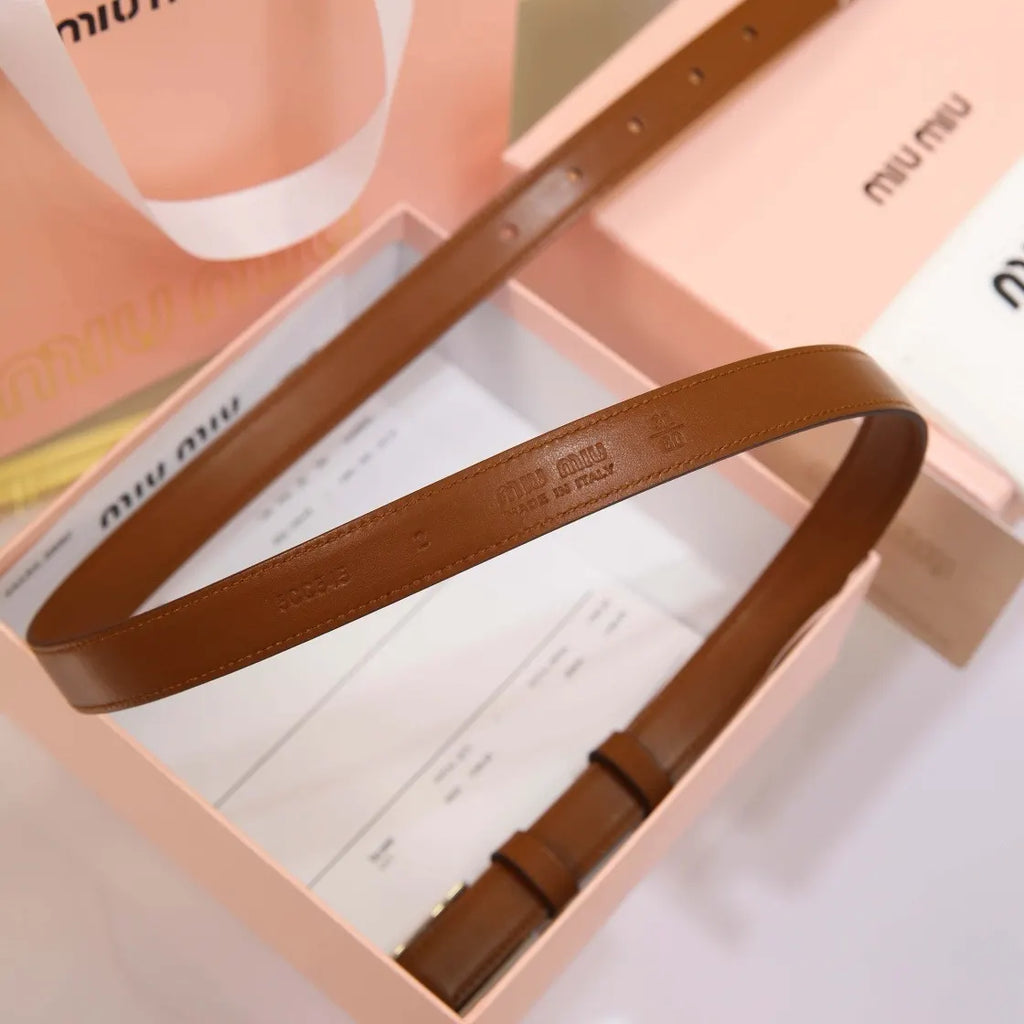 Miu Miu Caramel Leather Belt - Hình 3