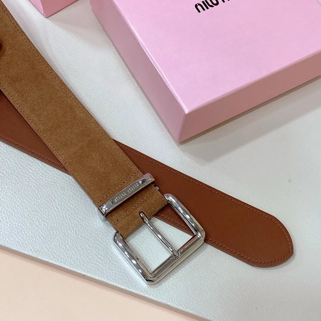 Miu Miu Tan Suede Belt - Hình 5