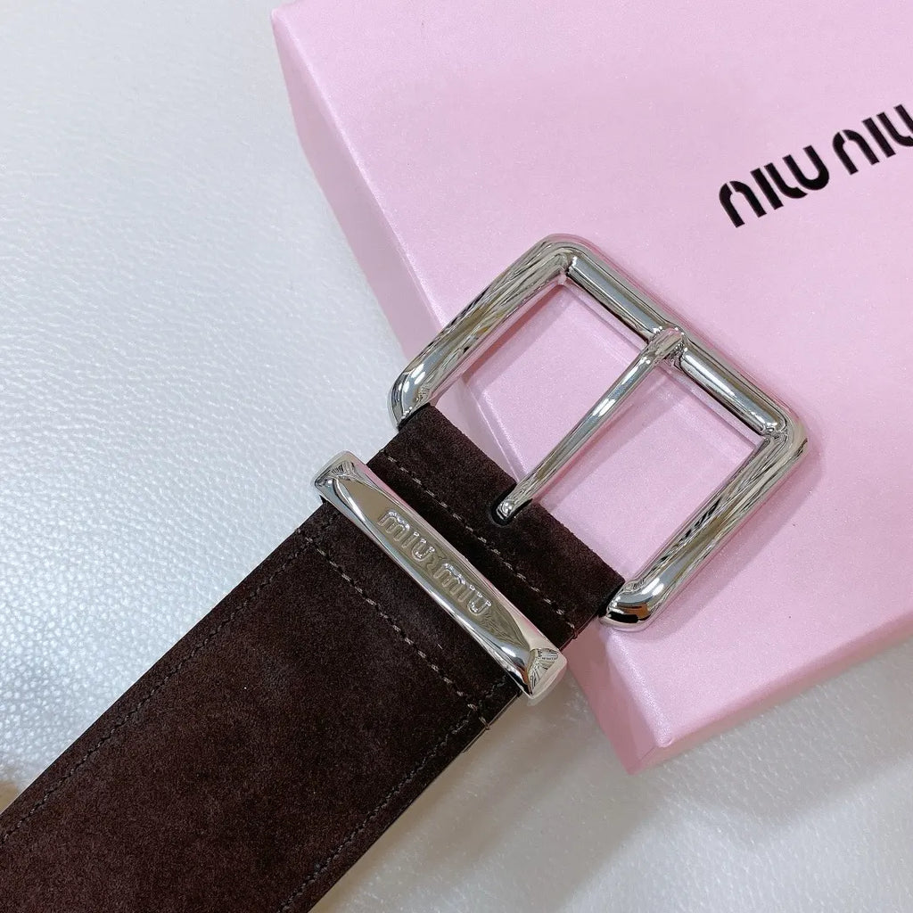 Miu Miu Brown Suede Belt - Hình 3