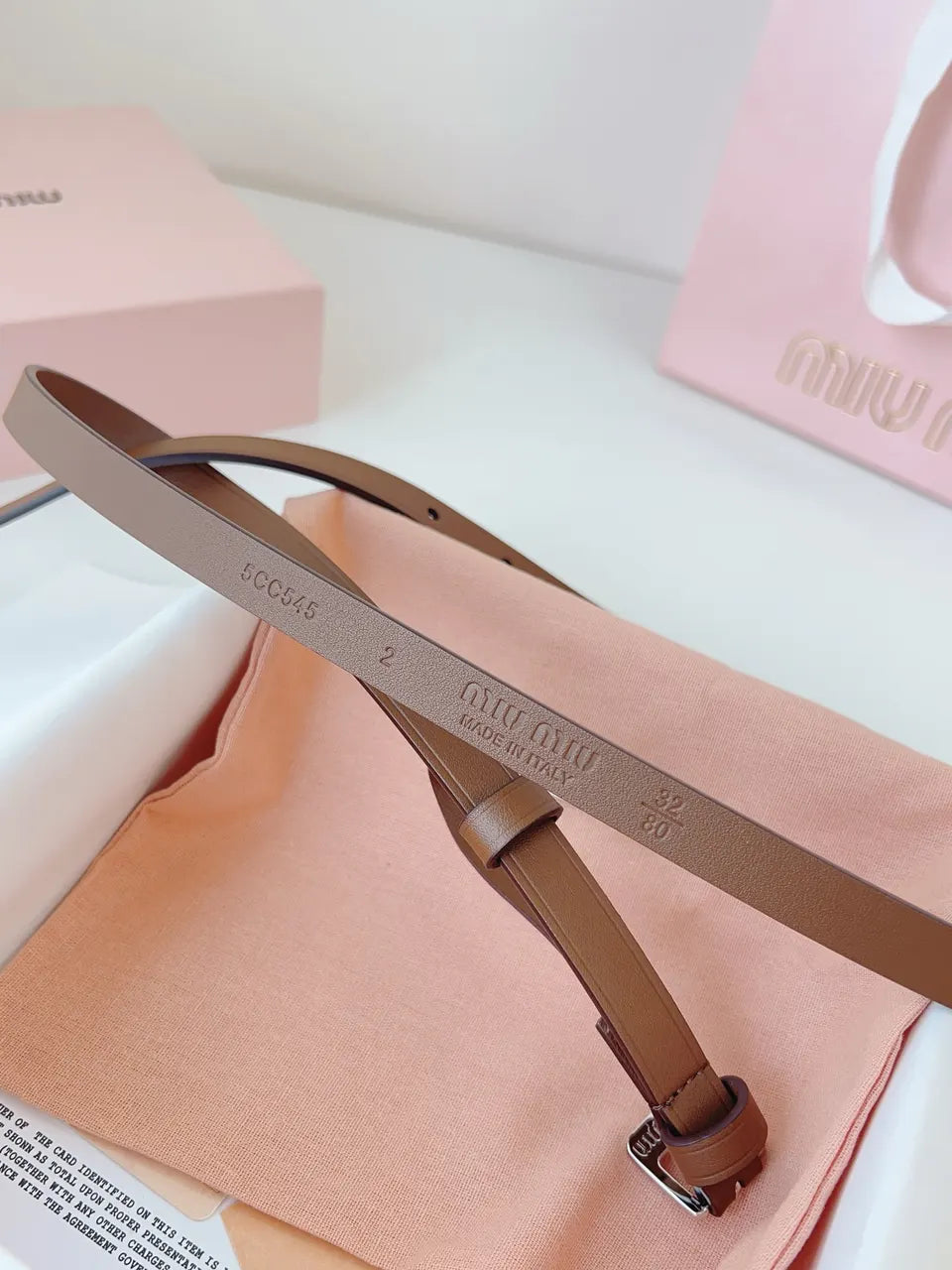 Miu Miu Brown Leather Belt - Hình 3