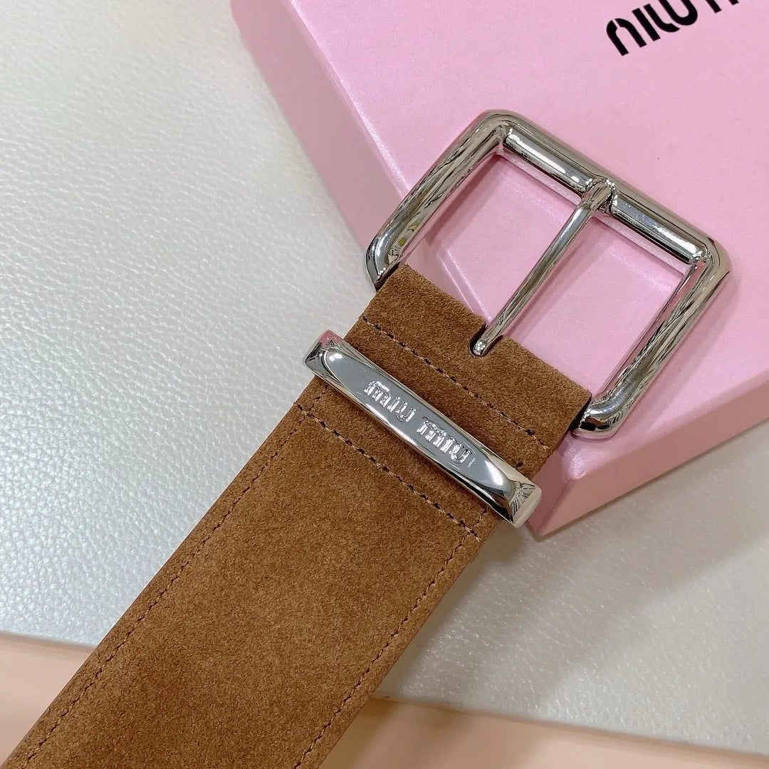 Miu Miu Tan Suede Belt - Hình 4
