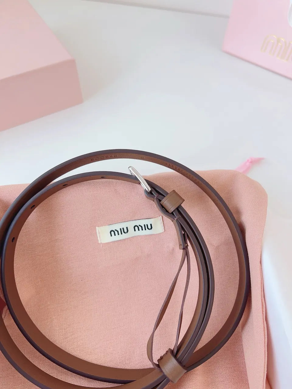Miu Miu Brown Leather Belt - Hình 8