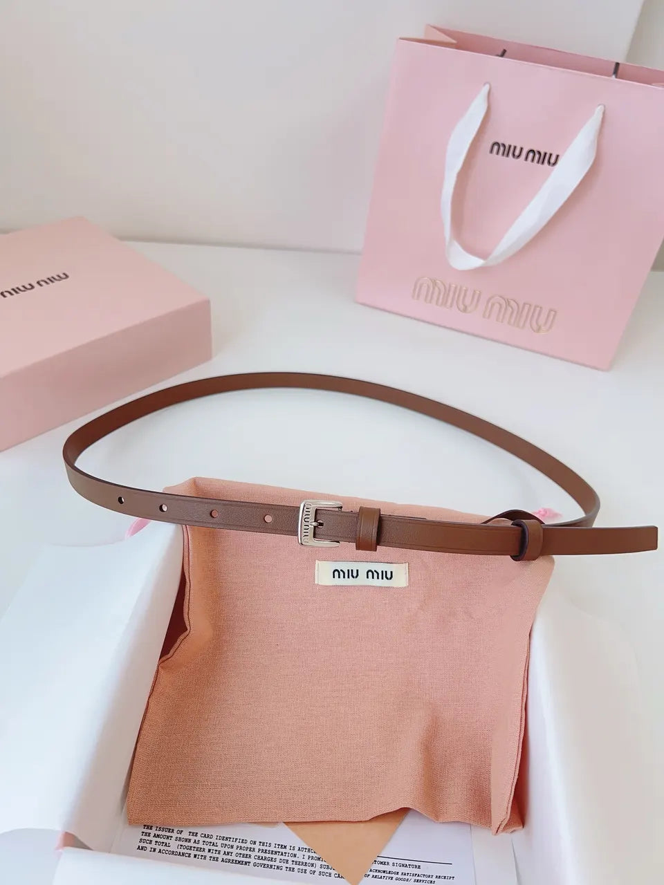 Miu Miu Brown Leather Belt - Hình 5
