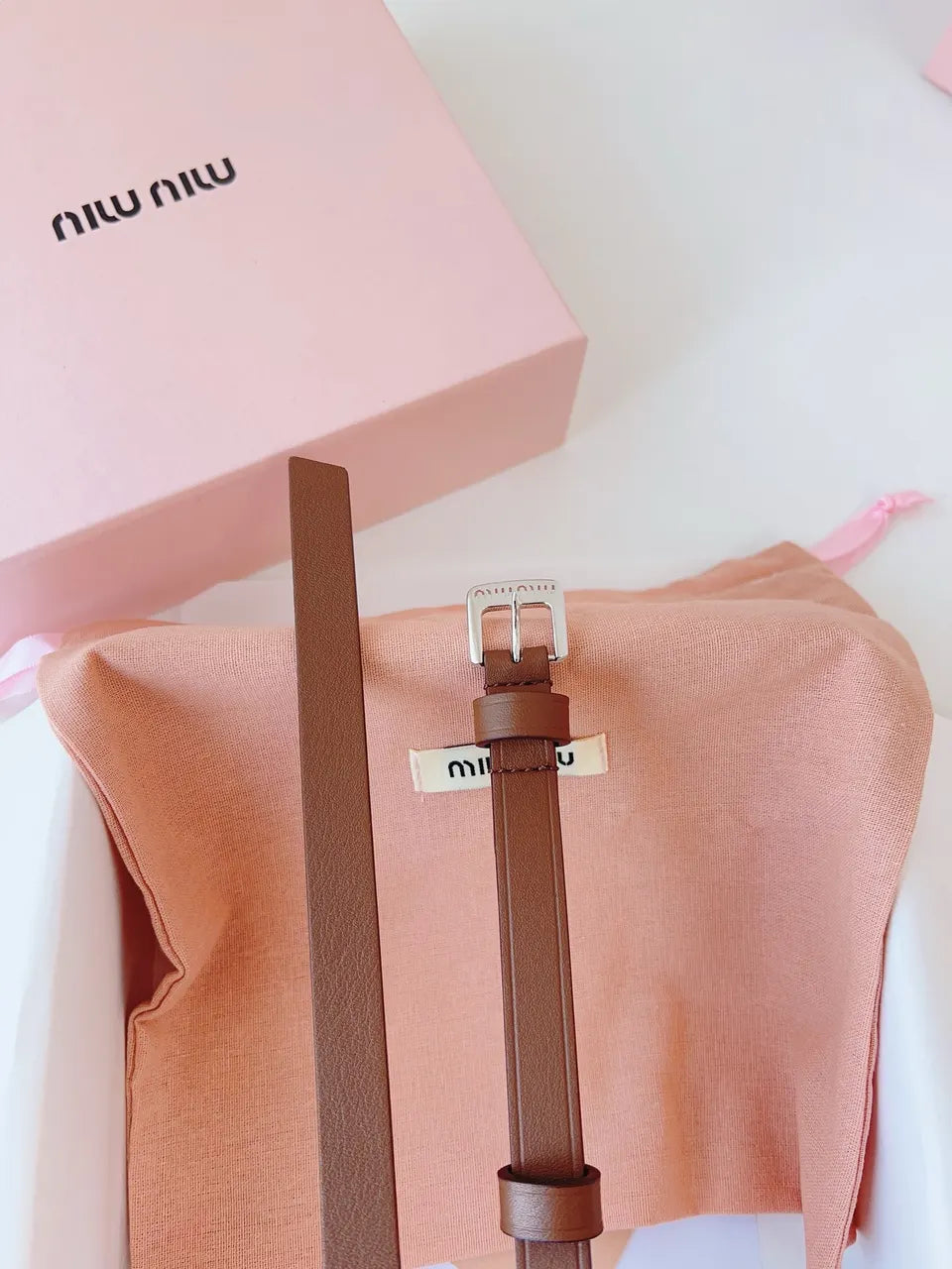 Miu Miu Brown Leather Belt - Hình 7
