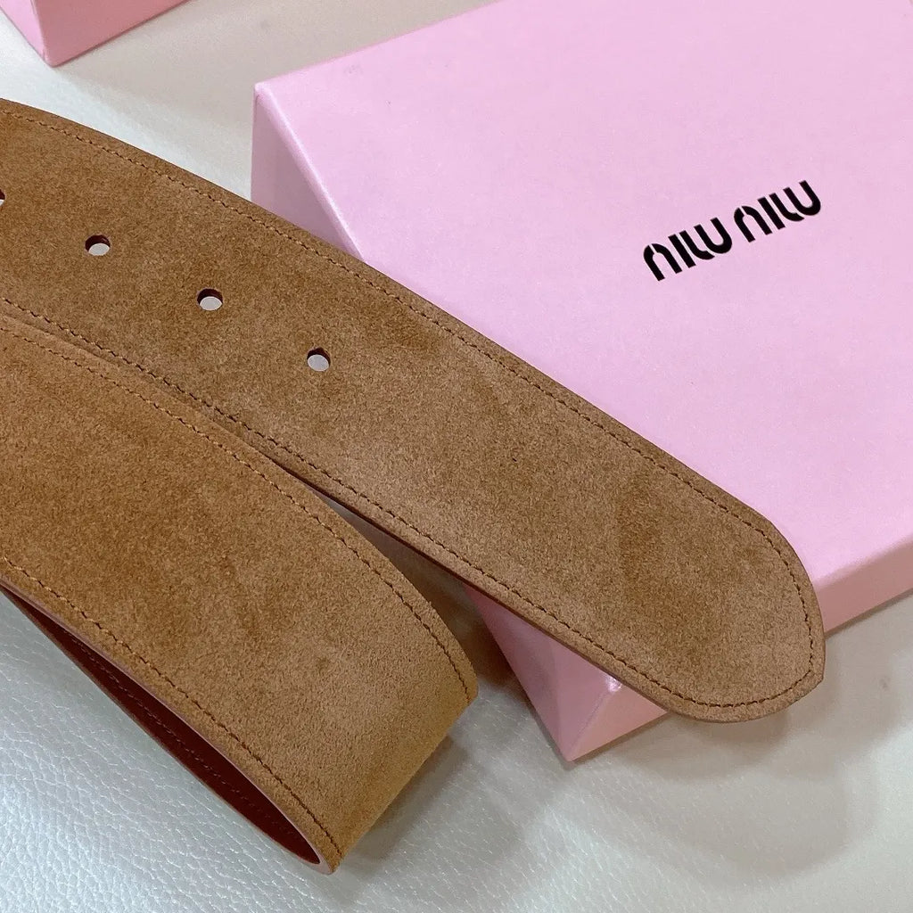 Miu Miu Tan Suede Belt - Hình 2