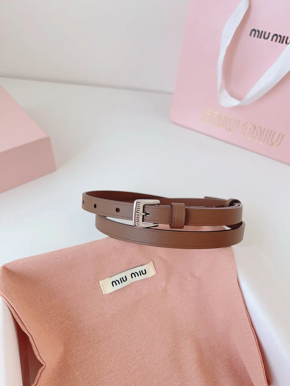 Miu Miu Brown Leather Belt - Hình 9