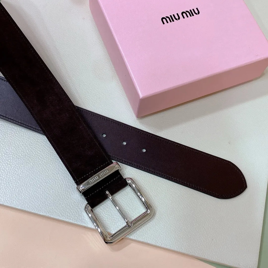 Miu Miu Brown Suede Belt - Hình 4