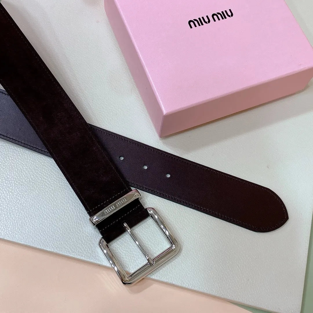 Miu Miu Brown Suede Belt - Hình 4