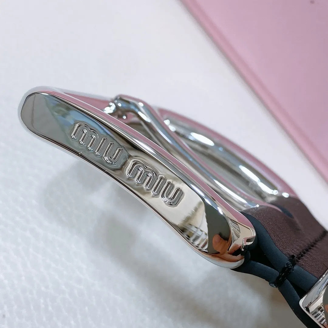 silver Miu Miu Brown Leather Belt