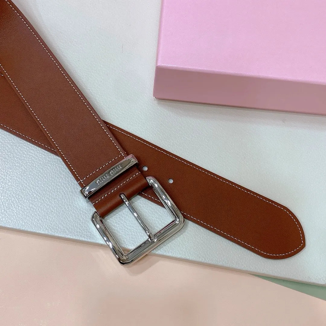 Miu Miu Caramel Leather Belt - Hình 5