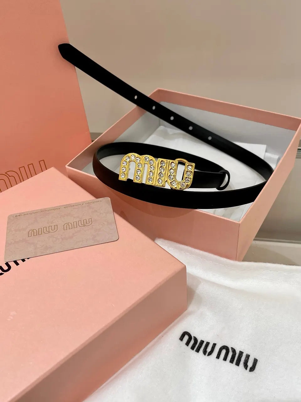 Miu Miu Black Velvet Belt - Hình 5