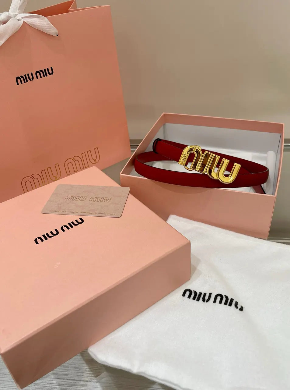 Miu Miu Red Leather Belt