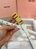 gold Miu Miu White Leather Belt