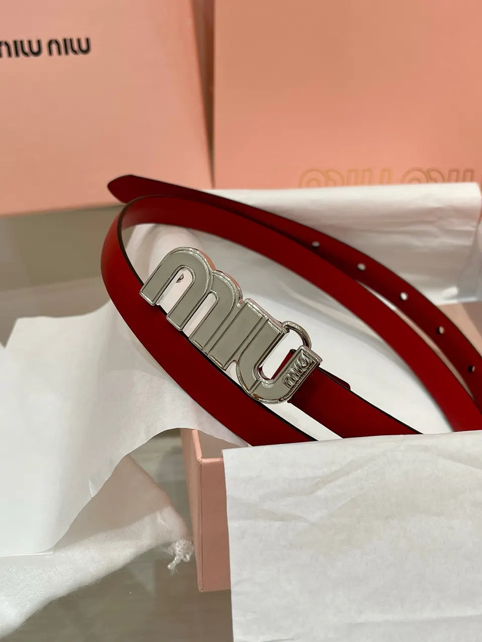 Miu Miu Red Leather Belt