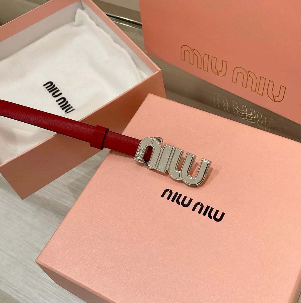 Miu Miu Red Leather Belt - Hình 2