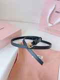 gold Miu Miu Black Leather Belt