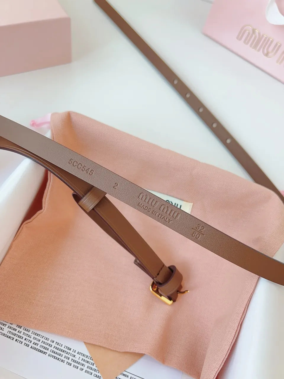 Miu Miu Brown Leather Belt - Hình 2