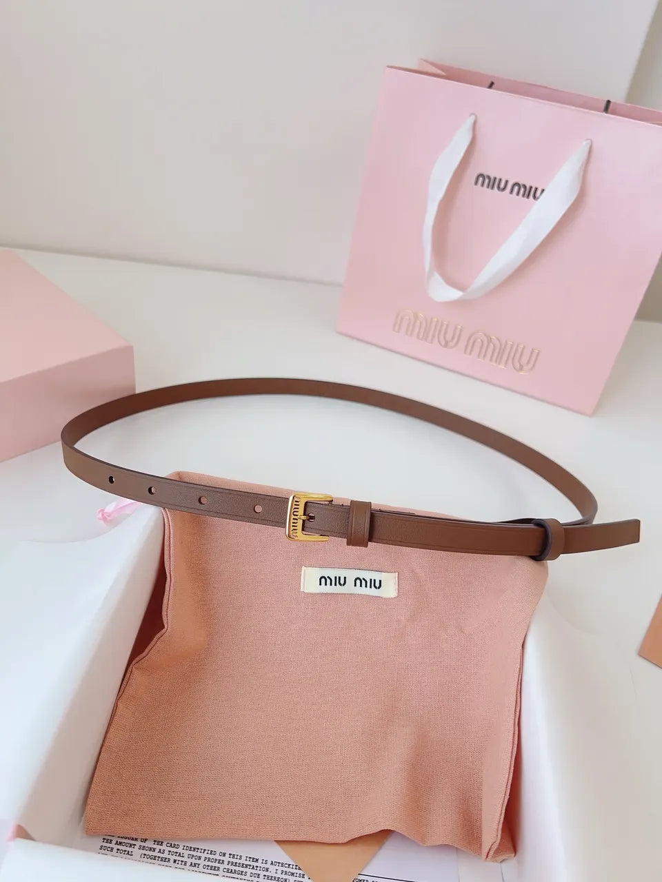 Miu Miu Brown Leather Belt - Hình 4