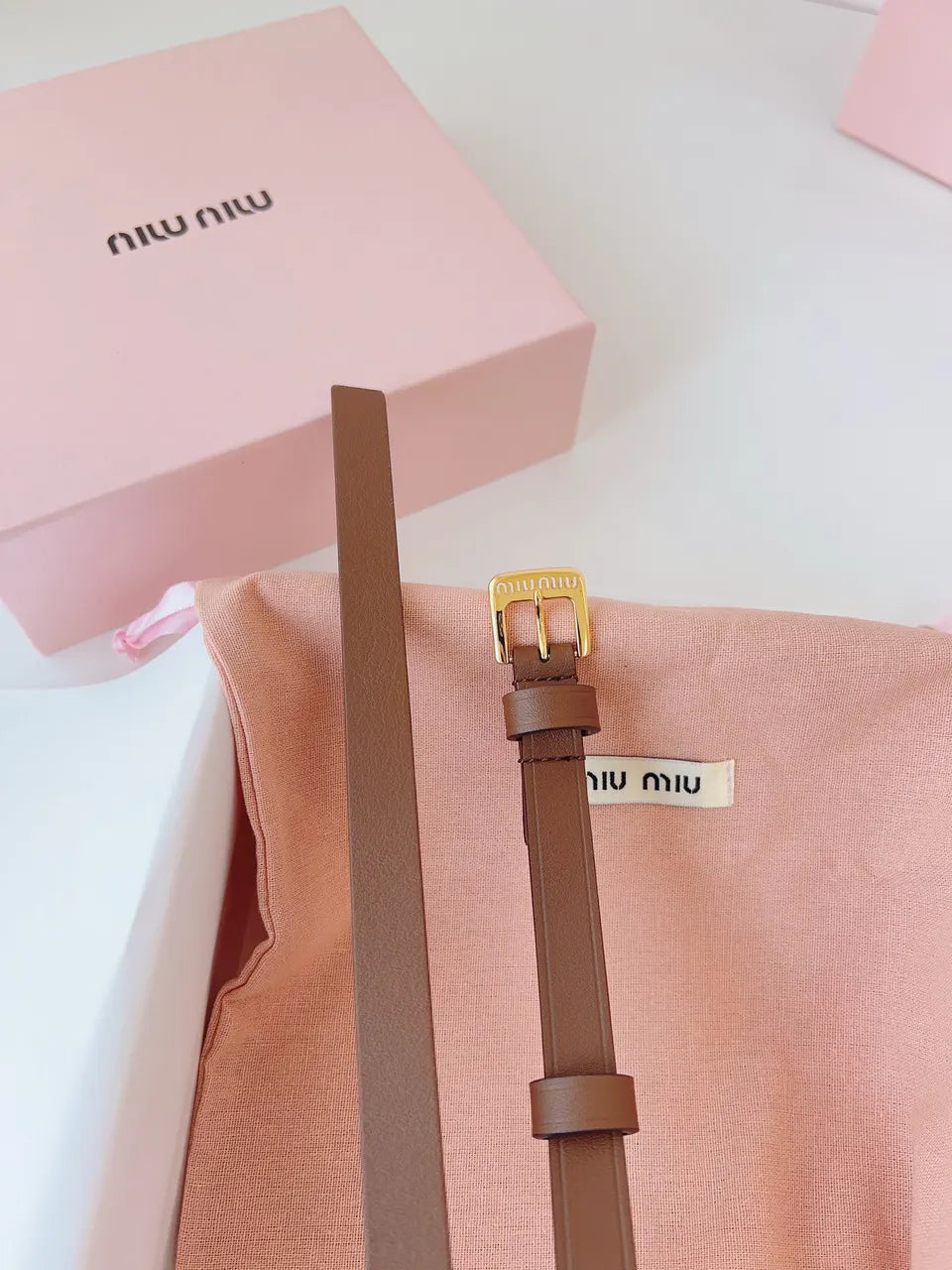 Miu Miu Brown Leather Belt - Hình 7