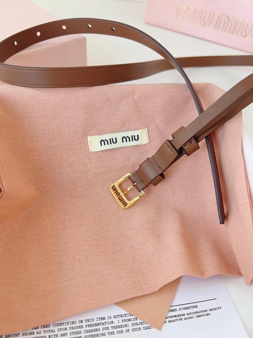 Miu Miu Brown Leather Belt - Hình 5